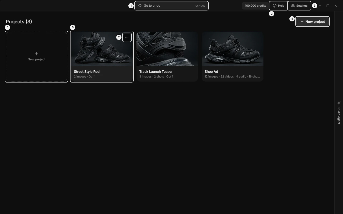 Home: the project list
