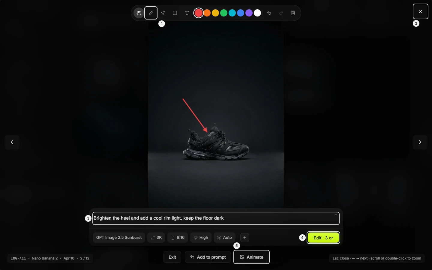 The picture viewer in Edit mode