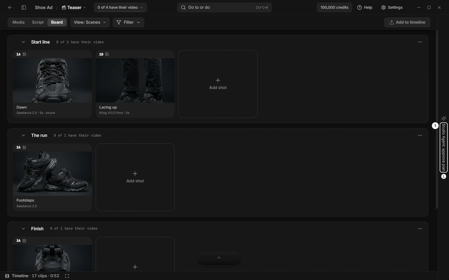 The Studio Agent edge tab while a plan waits